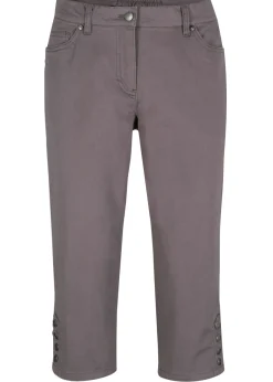 Pantalón de corte capri con cintura elástica y botones