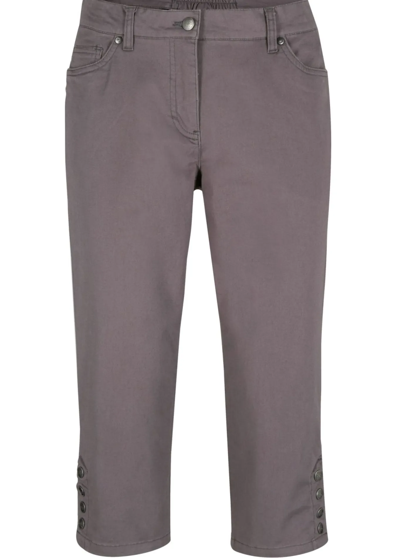 Pantalón de corte capri con cintura elástica y botones