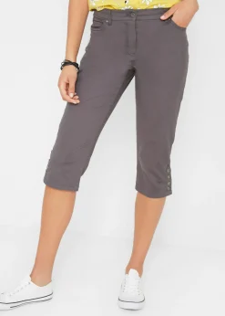 Pantalón de corte capri con cintura elástica y botones