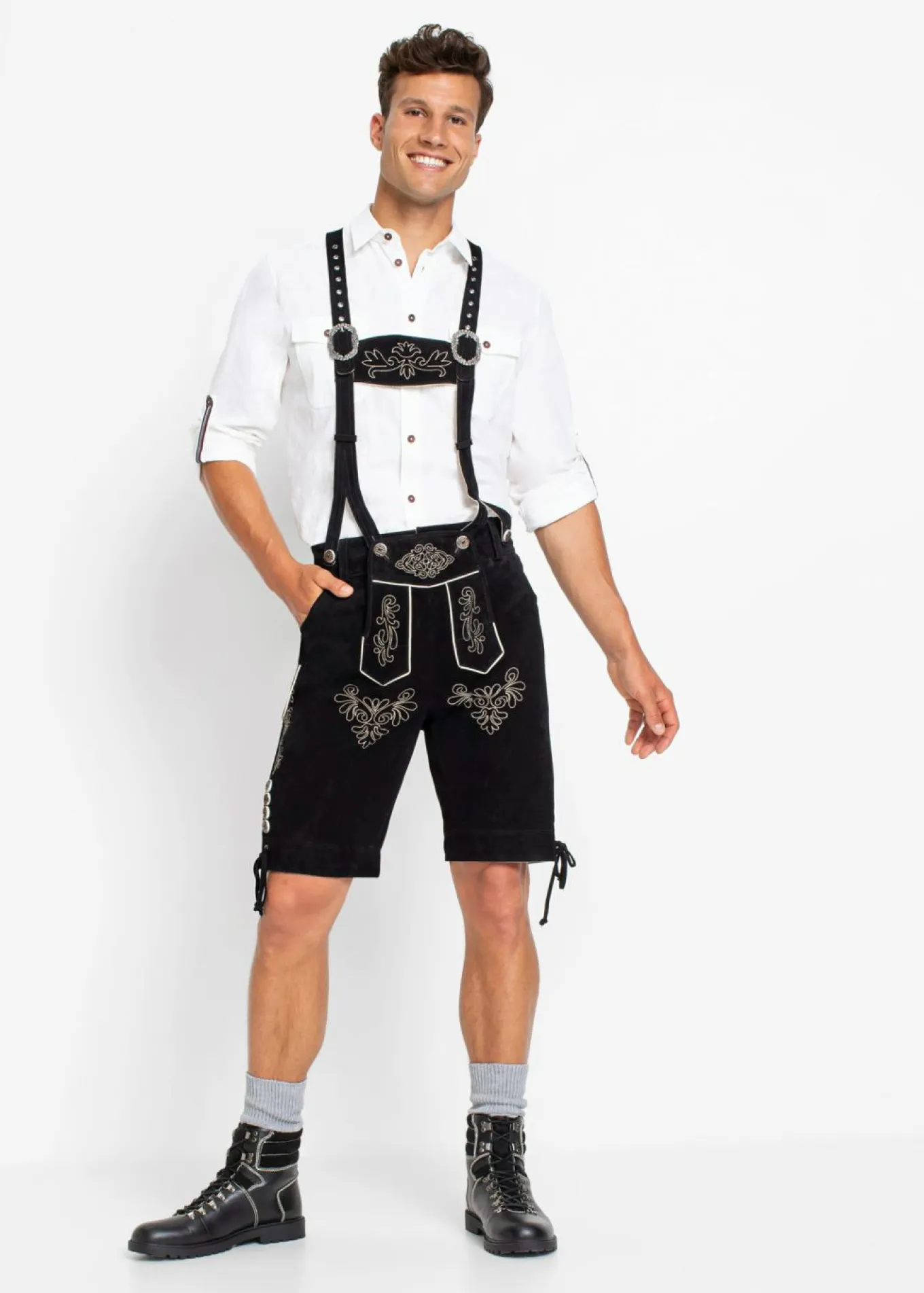 Pantalón de cuero folclórico, corto