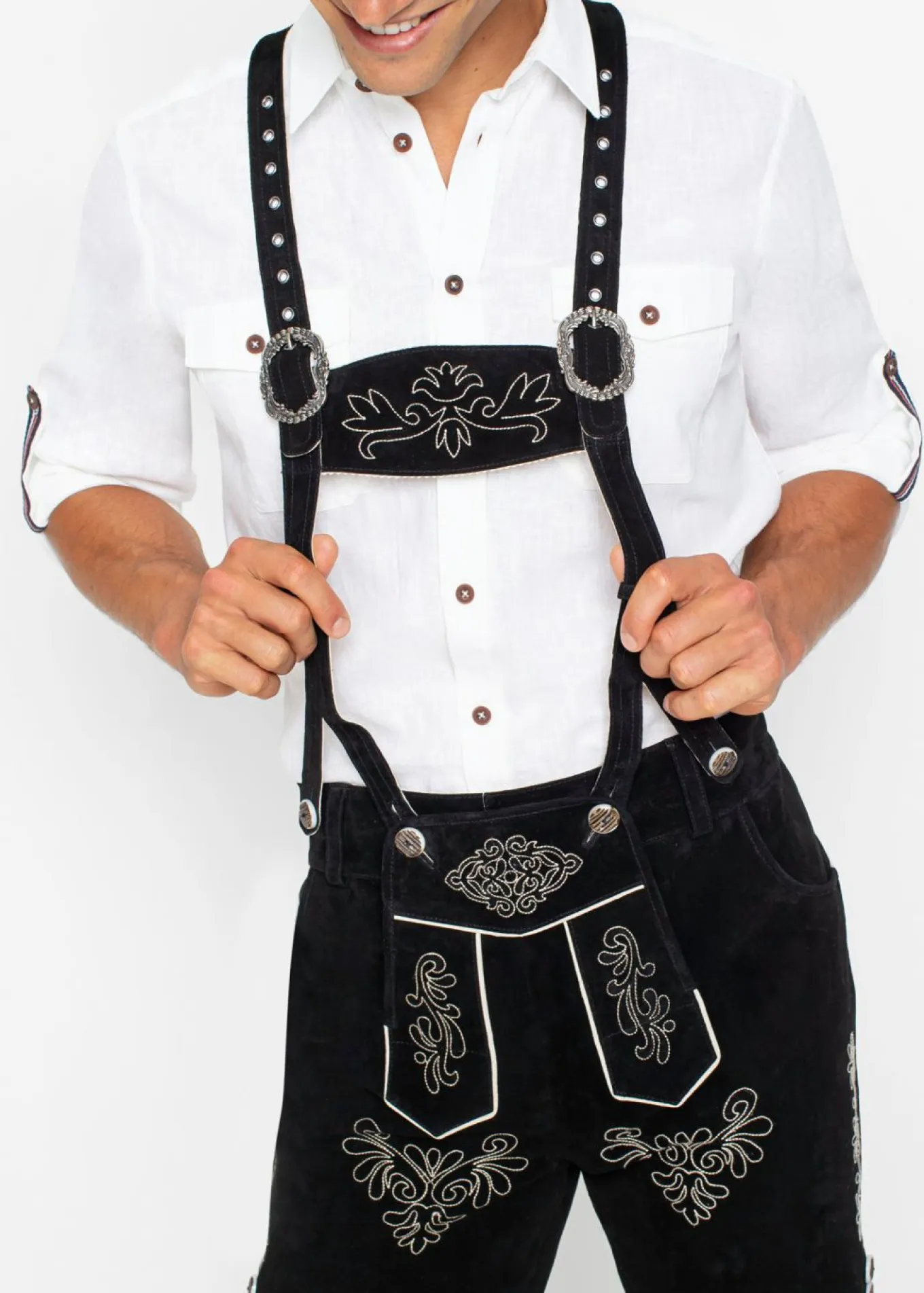 Pantalón de cuero folclórico, corto