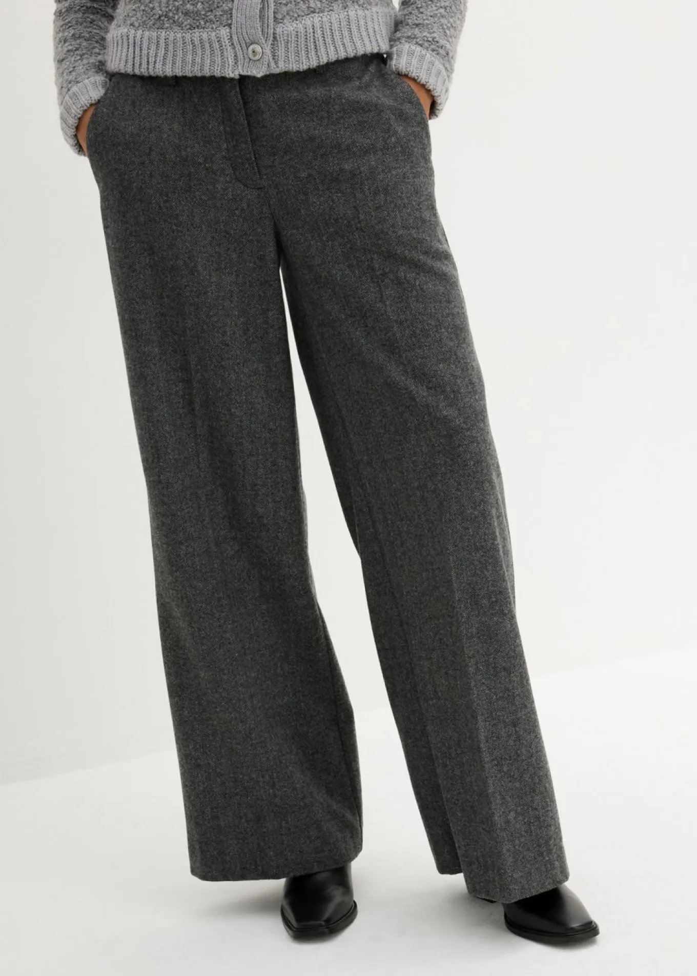 Pantalón de lana con patrón de espiga