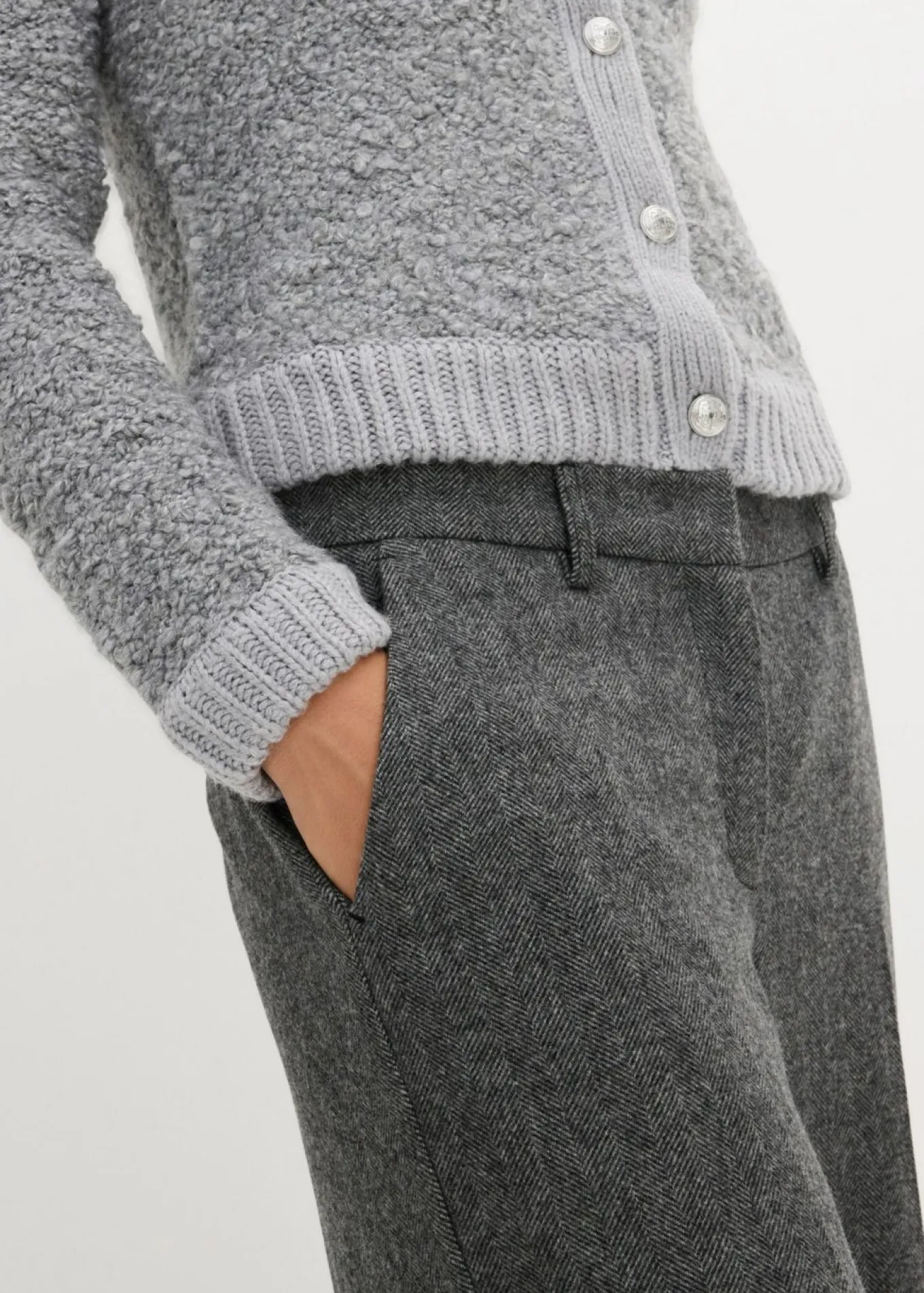 Pantalón de lana con patrón de espiga