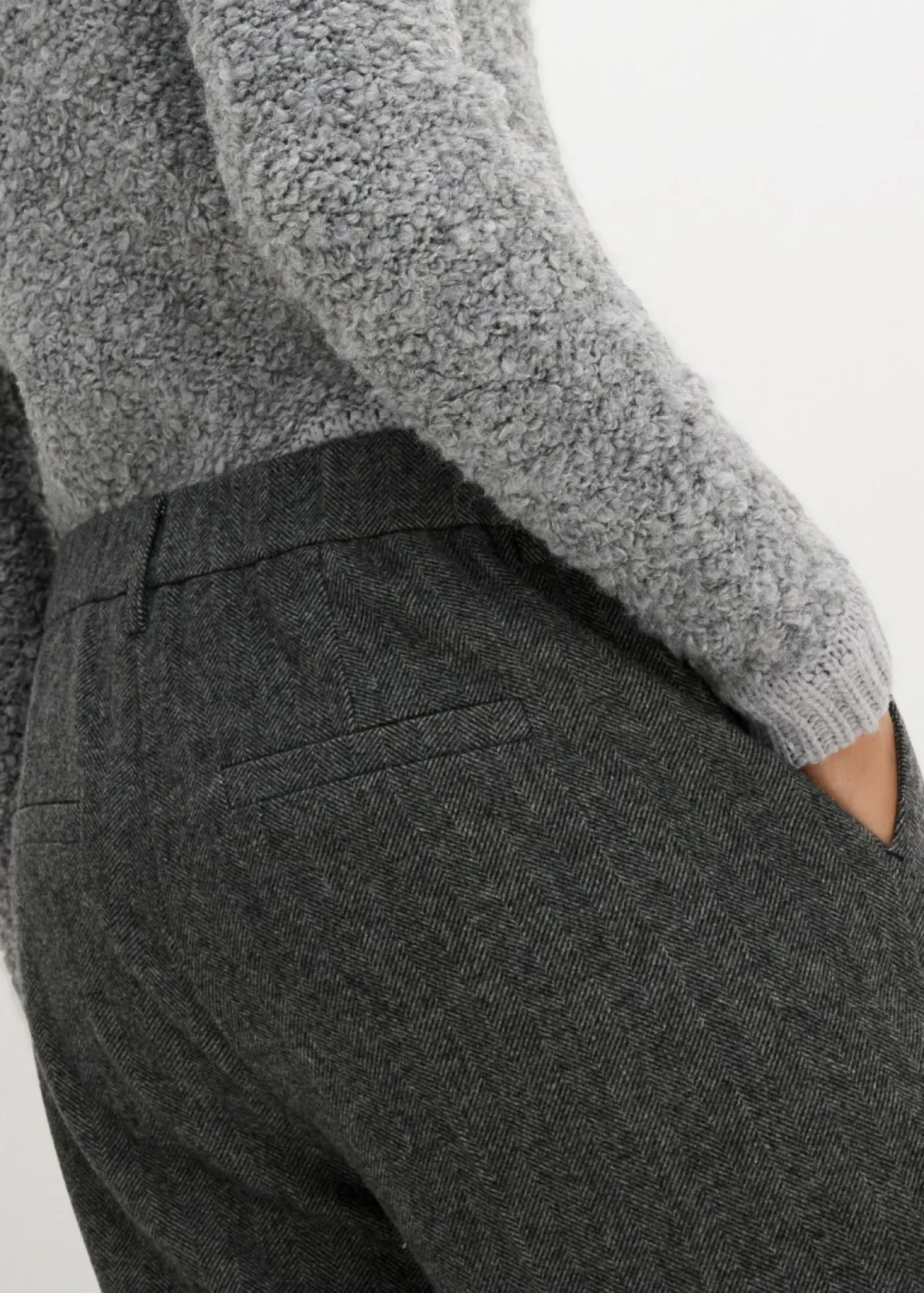 Pantalón de lana con patrón de espiga