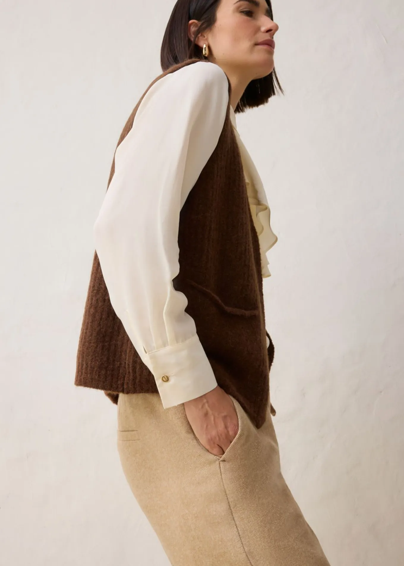 Pantalón de lana con patrón de espiga