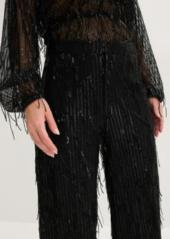 Pantalón de lentejuelas con flecos