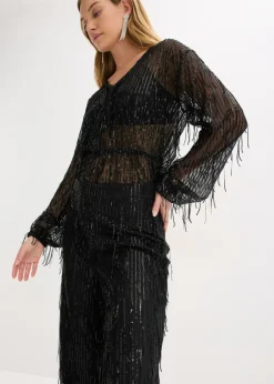 Pantalón de lentejuelas con flecos