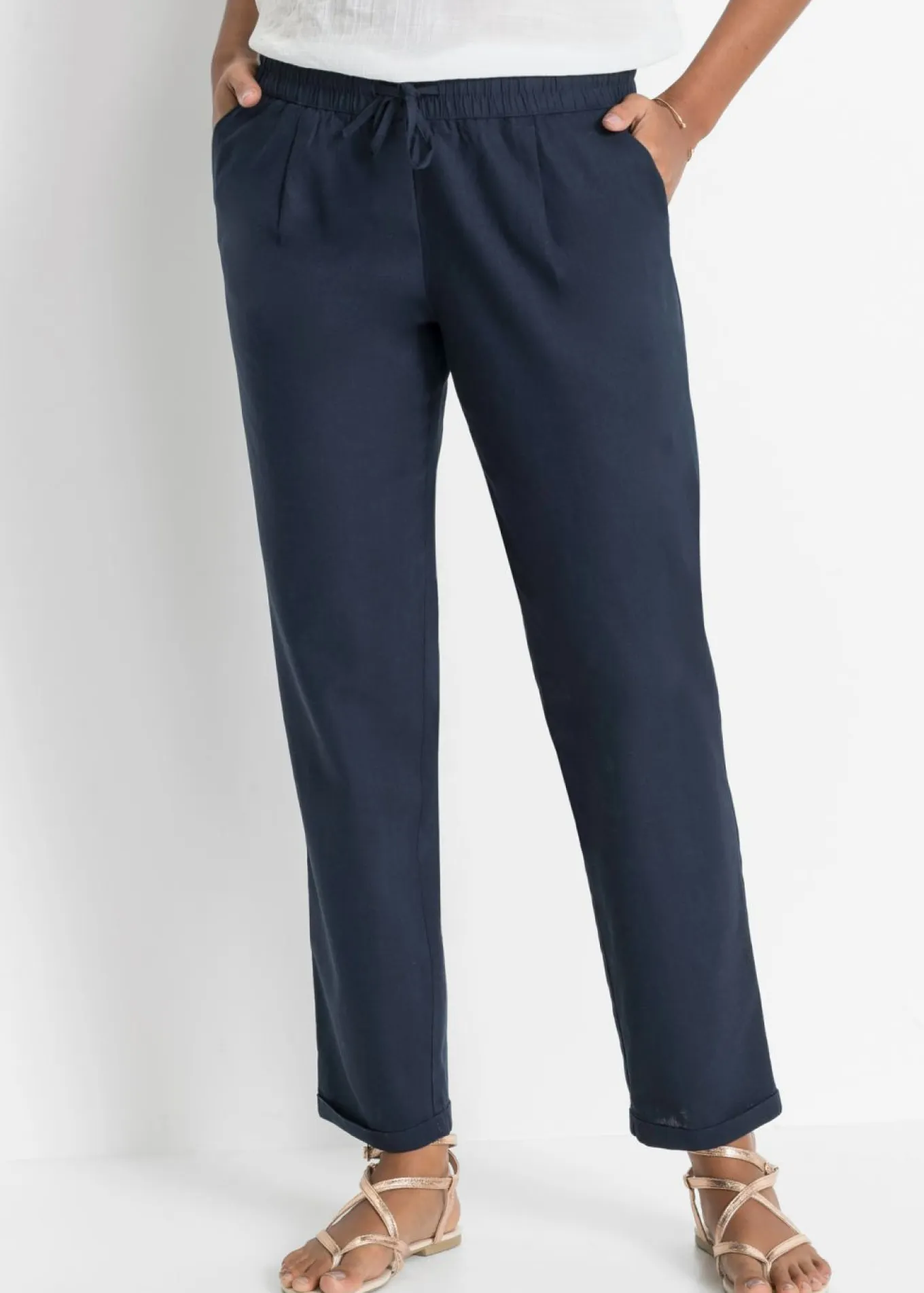 Pantalón de lino con cintura elástica