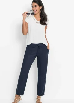 Pantalón de lino con cintura elástica