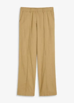 Pantalón de lino con talle alto y pinzas