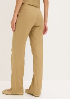 Pantalón de lino con talle alto y pinzas