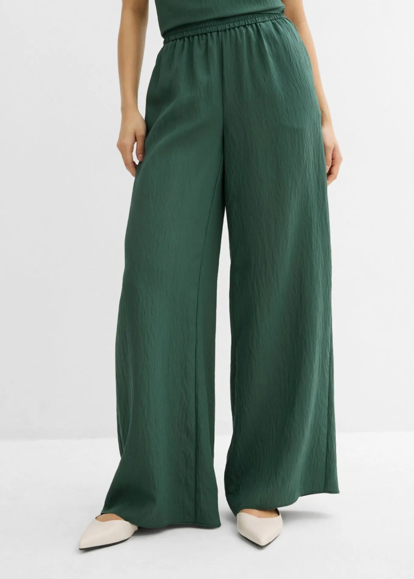Pantalón de mezcla arrugada de viscosa con estructura