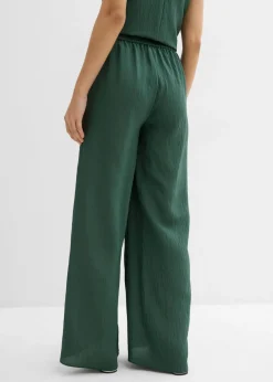 Pantalón de mezcla arrugada de viscosa con estructura