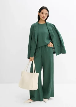 Pantalón de mezcla arrugada de viscosa con estructura
