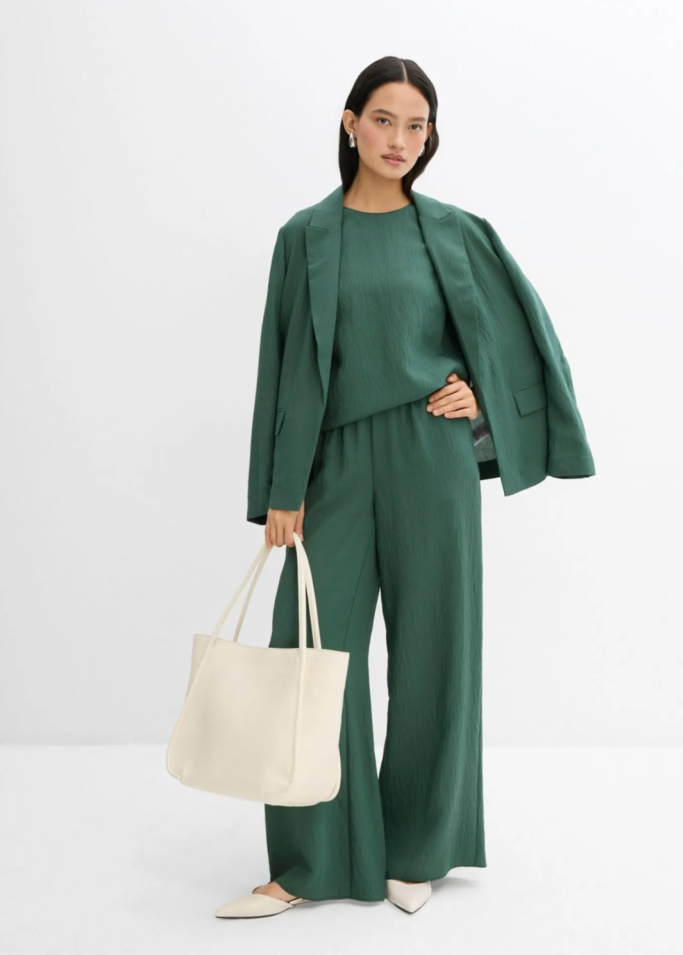 Pantalón de mezcla arrugada de viscosa con estructura