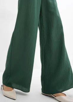 Pantalón de mezcla arrugada de viscosa con estructura