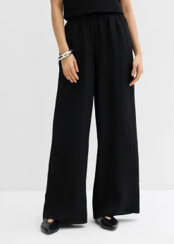 Pantalón de mezcla arrugada de viscosa con estructura