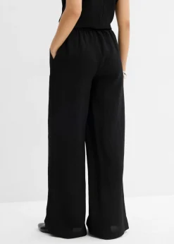 Pantalón de mezcla arrugada de viscosa con estructura