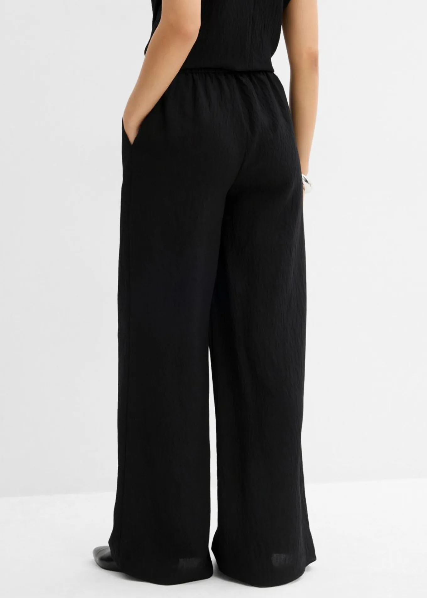 Pantalón de mezcla arrugada de viscosa con estructura