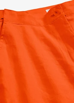 Pantalón de mezcla de lino y viscosa con talle alto y pernera corta