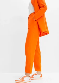 Pantalón de mezcla de lino y viscosa con talle alto y pernera corta