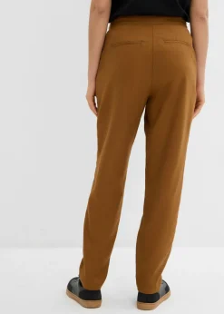 Pantalón de mezcla de lino y viscosa con talle alto y pernera corta