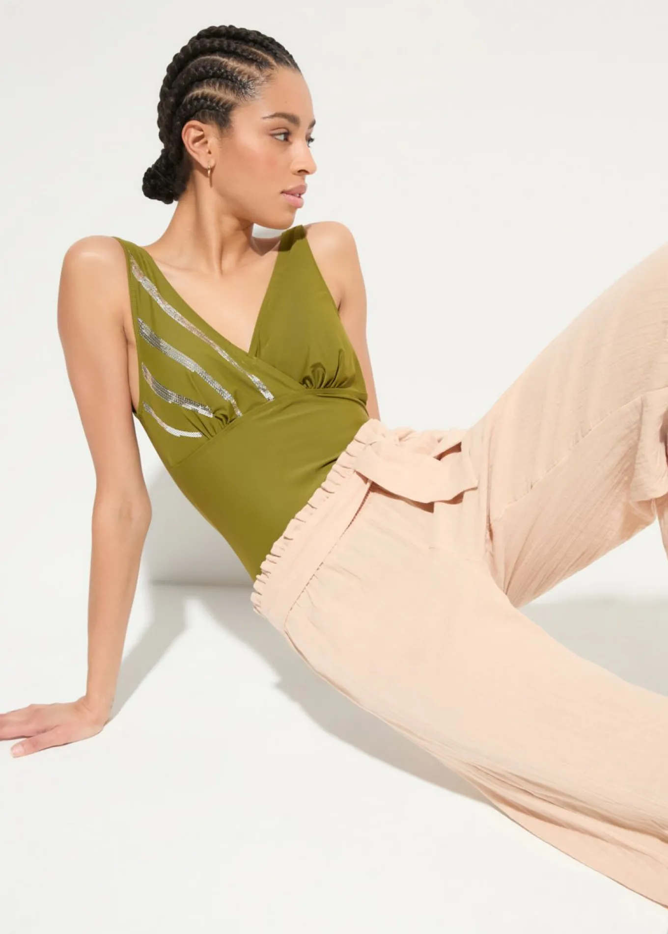 Pantalón de muselina capri para la playa