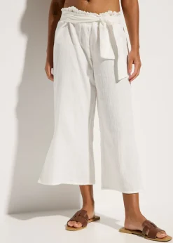 Pantalón de muselina capri para la playa