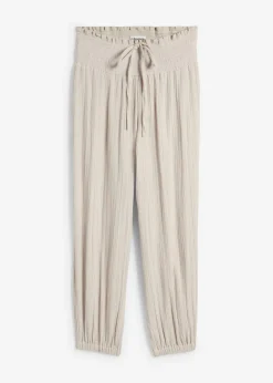 Pantalón de muselina con cintura de nido de abeja