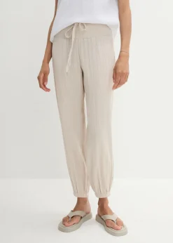 Pantalón de muselina con cintura de nido de abeja