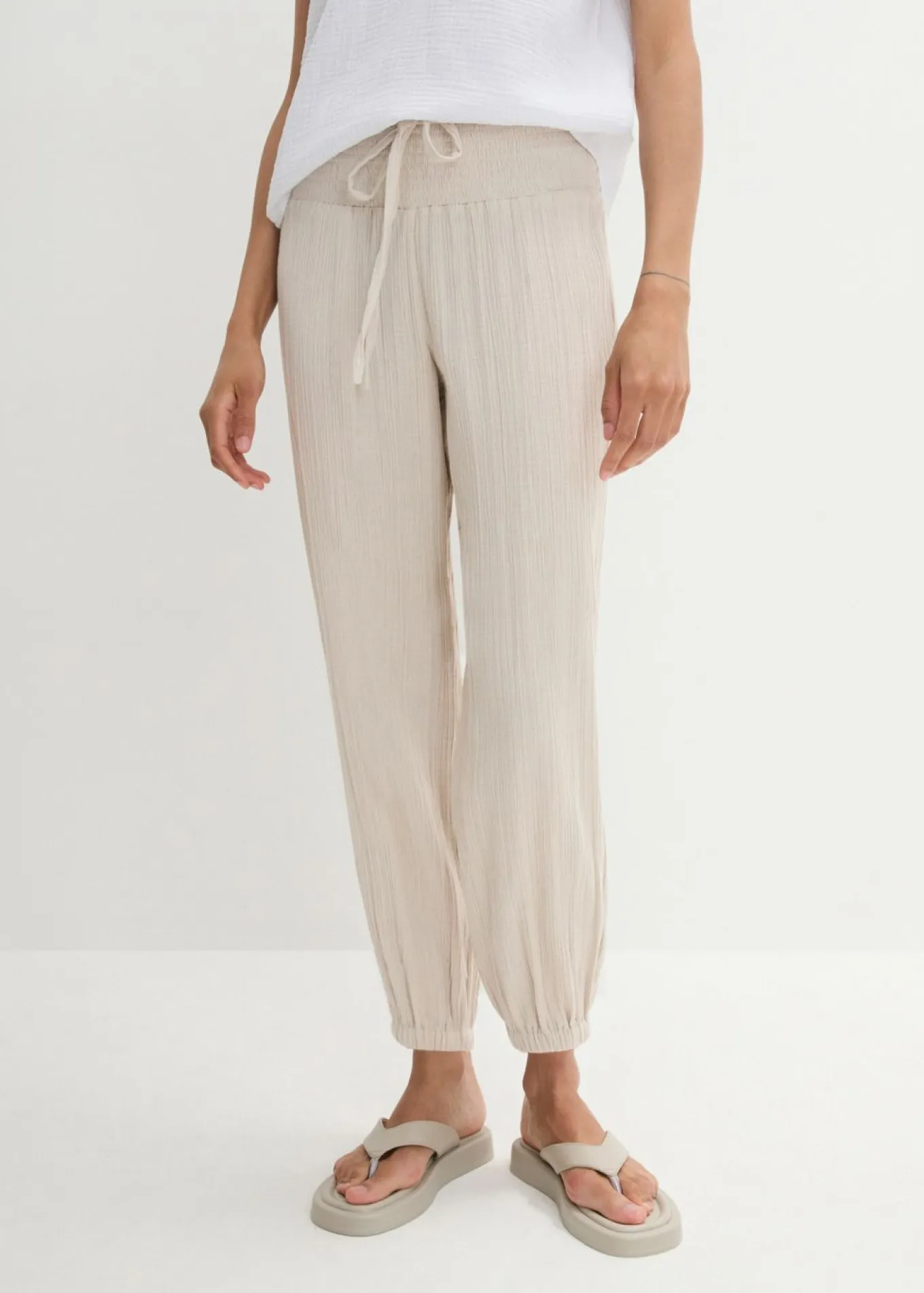 Pantalón de muselina con cintura de nido de abeja