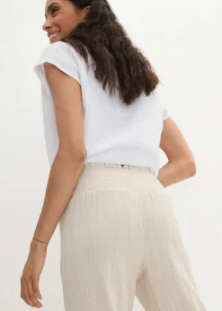 Pantalón de muselina con cintura de nido de abeja