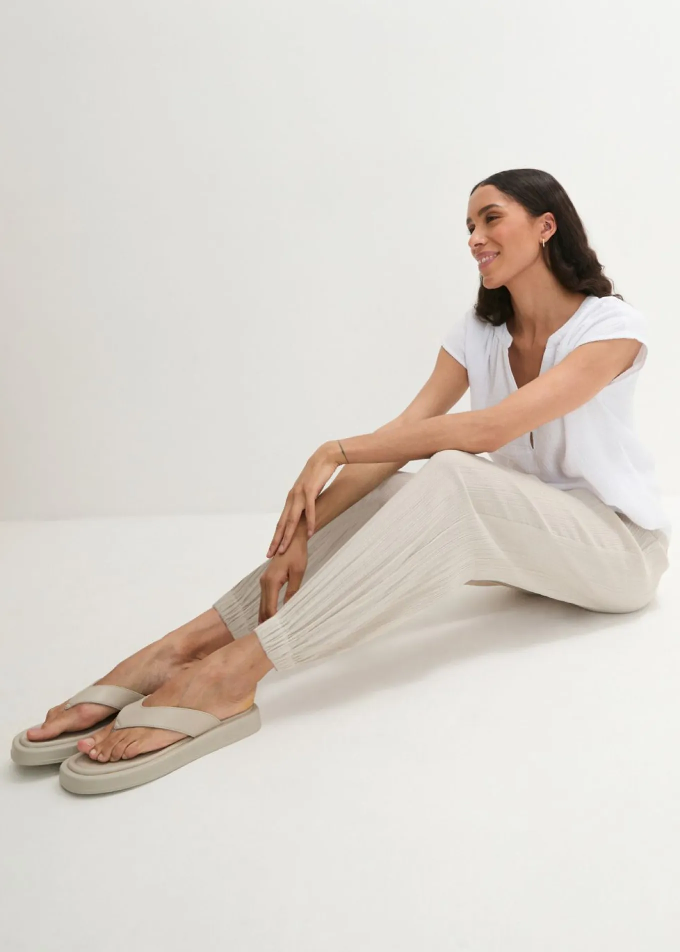 Pantalón de muselina con cintura de nido de abeja