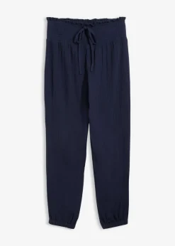 Pantalón de muselina con cintura de nido de abeja