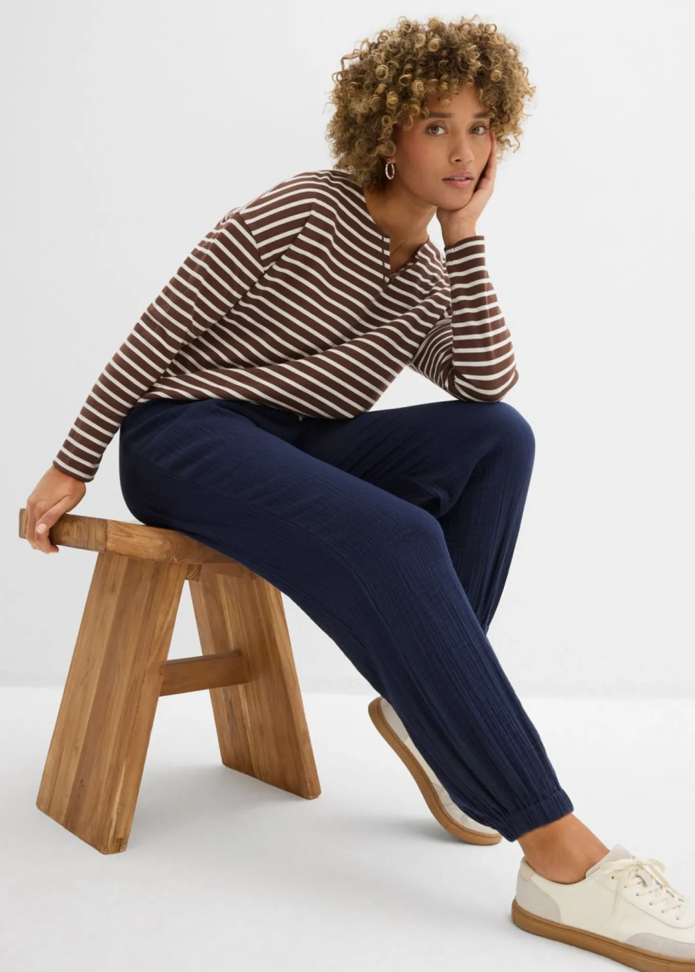 Pantalón de muselina con cintura de nido de abeja