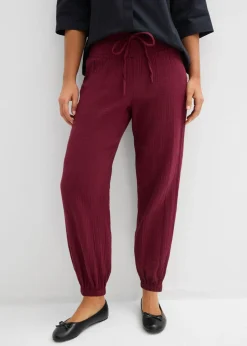Pantalón de muselina con cintura de nido de abeja