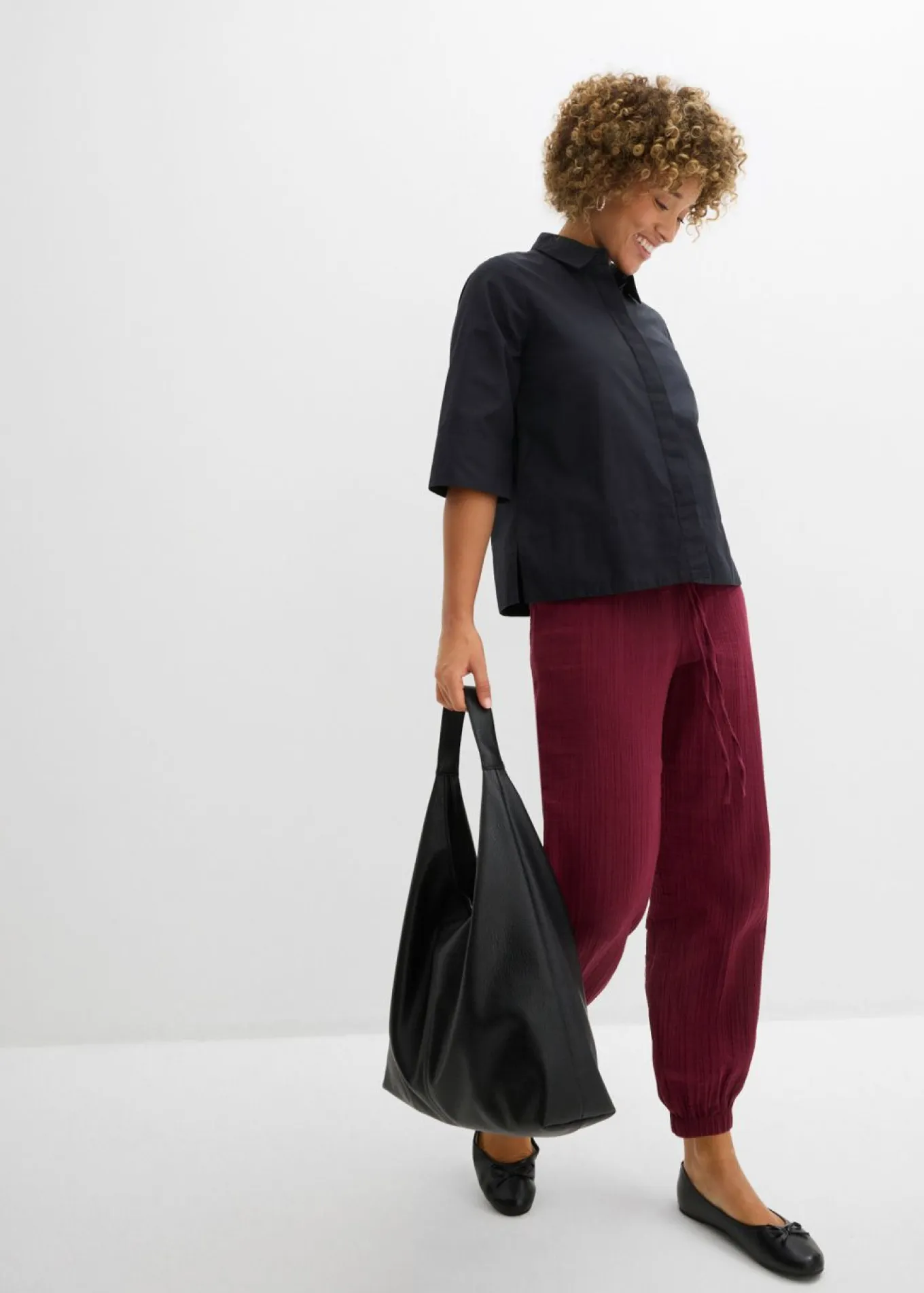 Pantalón de muselina con cintura de nido de abeja