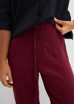 Pantalón de muselina con cintura de nido de abeja