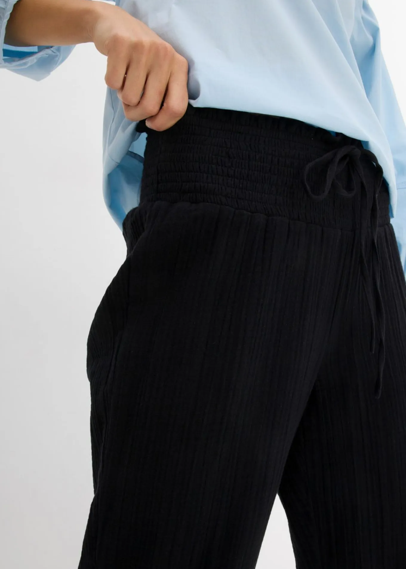 Pantalón de muselina con cintura de nido de abeja