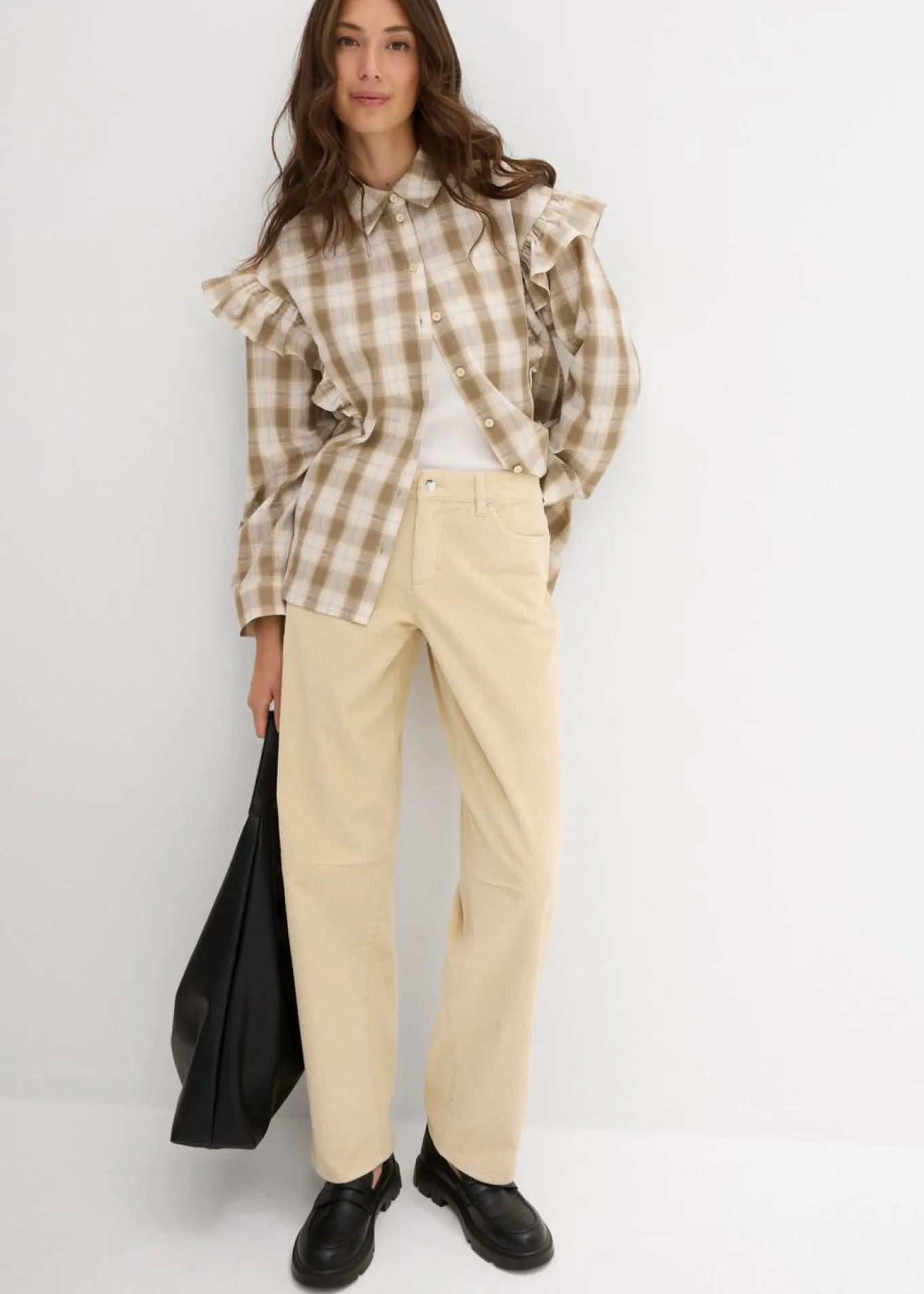 Pantalón de pana barrel, mid waist