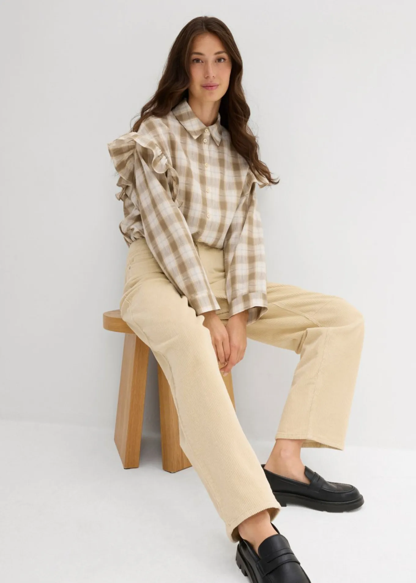 Pantalón de pana barrel, mid waist