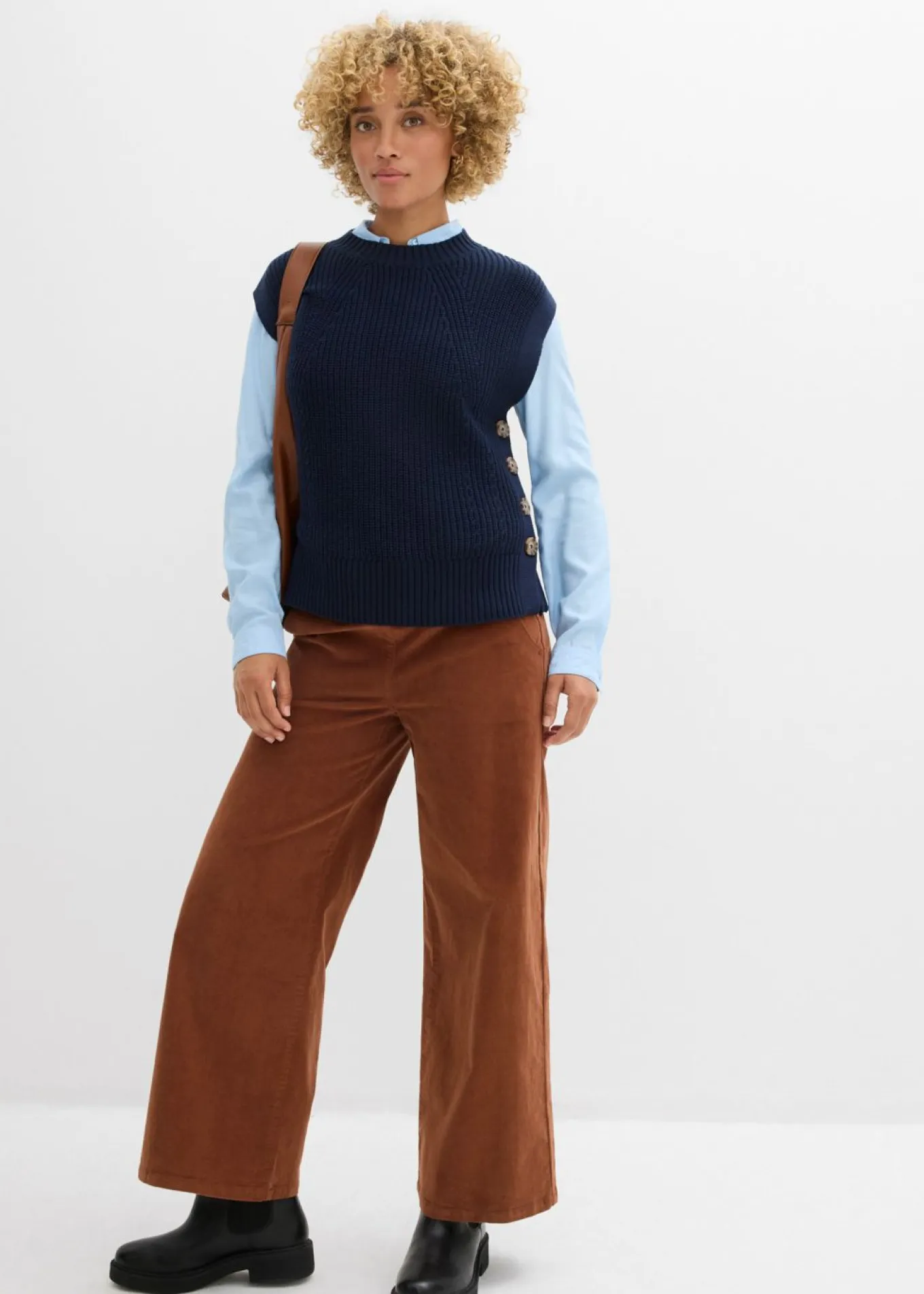 Pantalón de pana con cintura cómoda, high waist