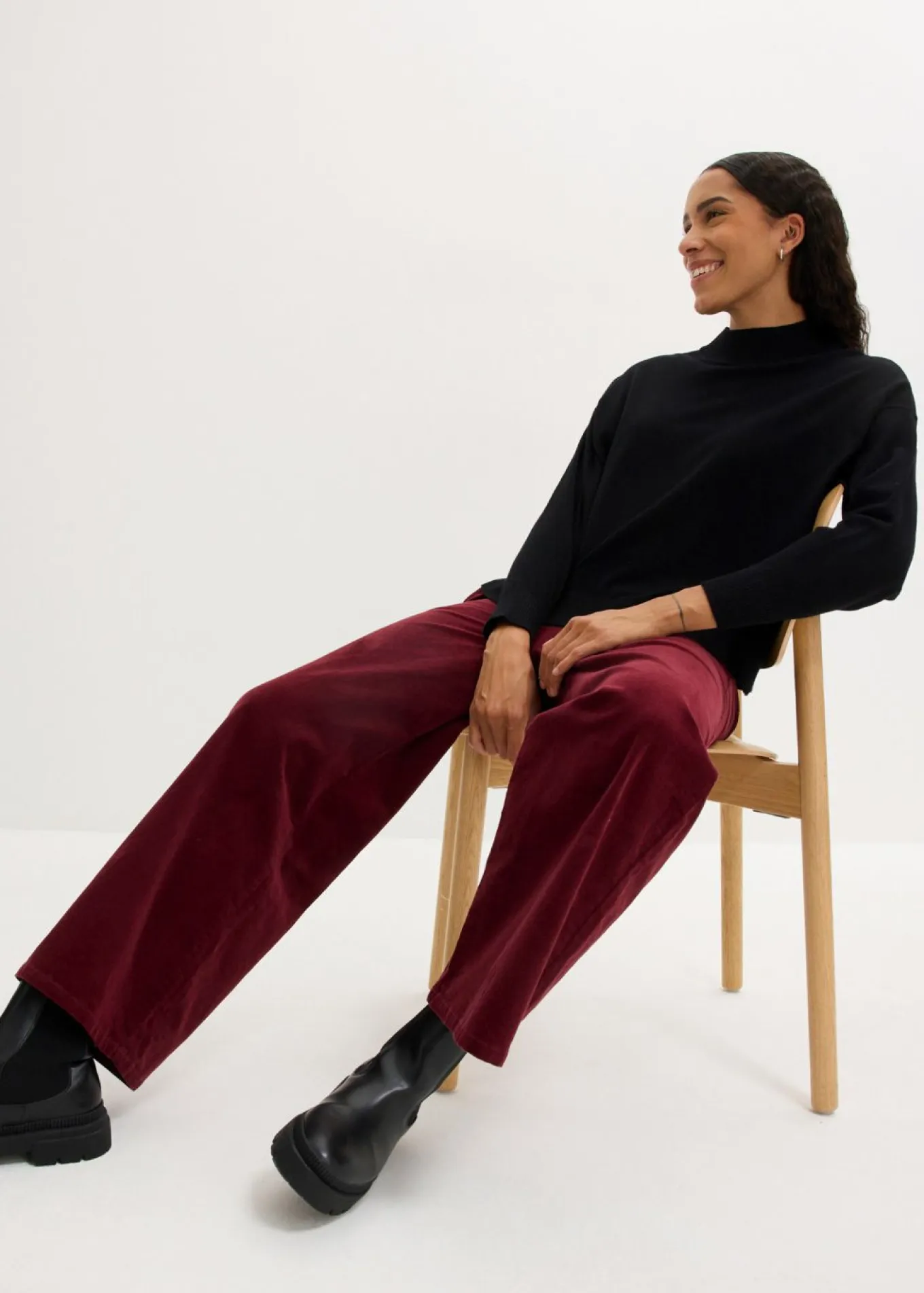 Pantalón de pana con cintura cómoda, high waist