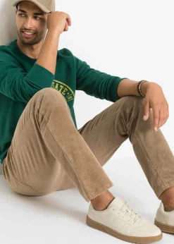 Pantalón de pana elástica con corte cómodo y regular