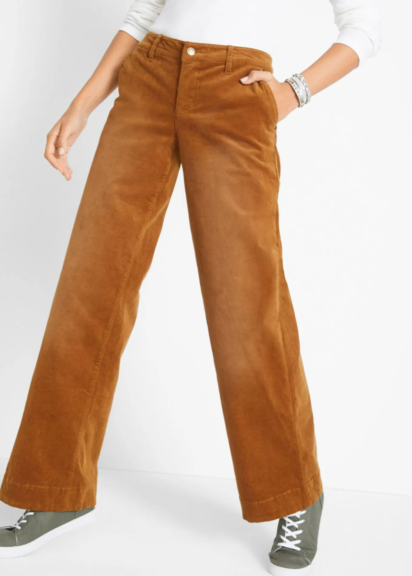 Pantalón de pana elástico de corte ancho