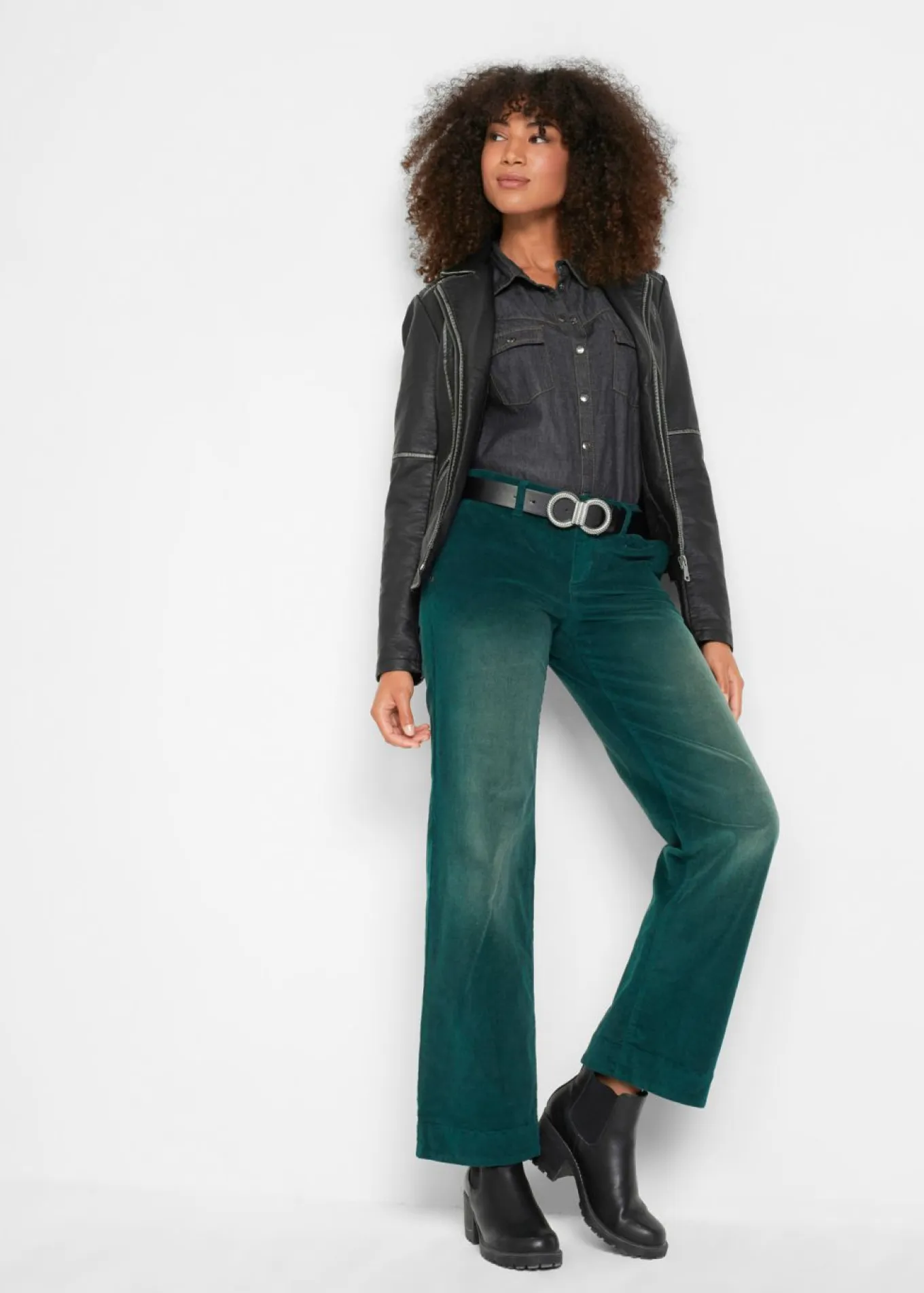 Pantalón de pana elástico de corte ancho