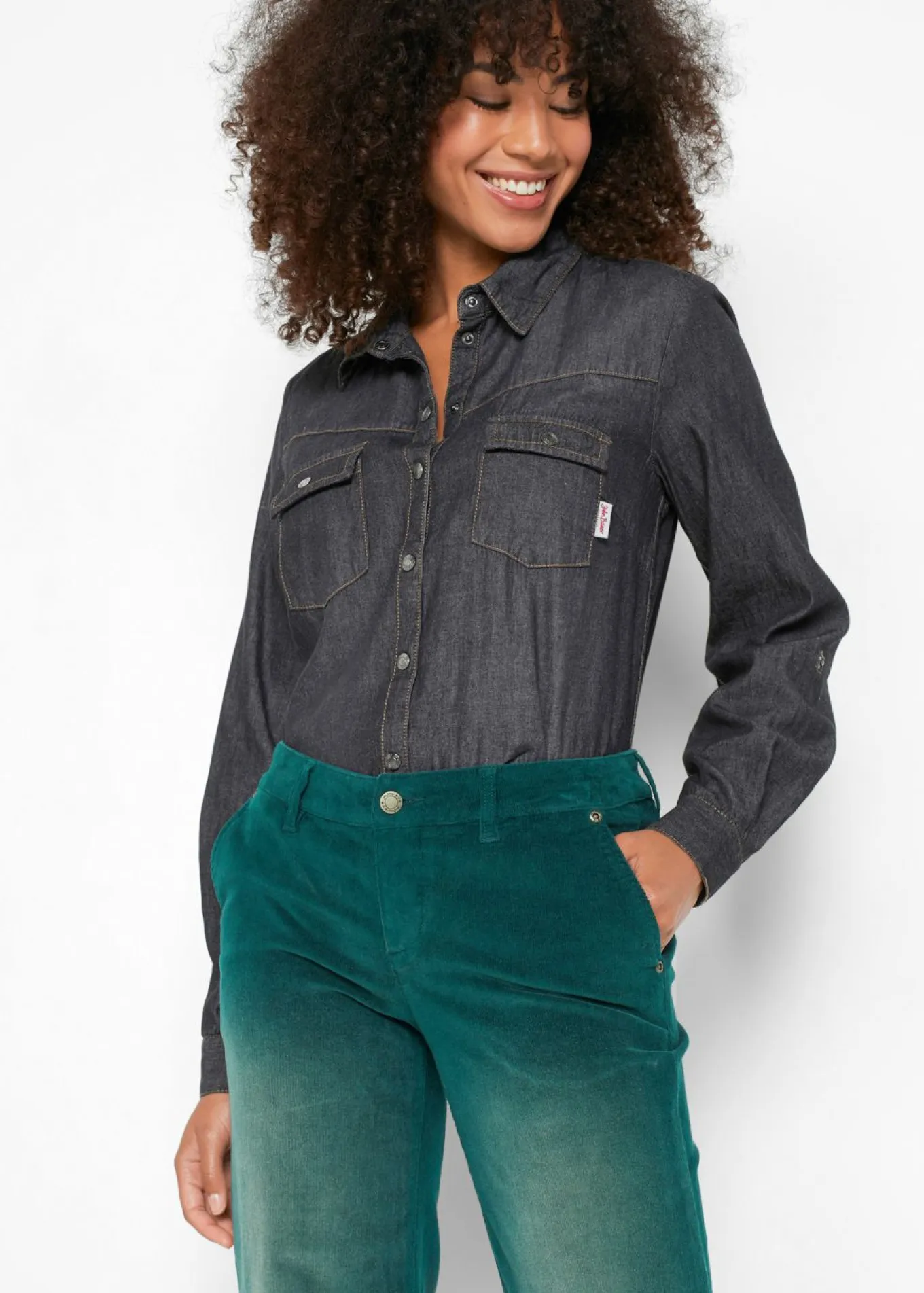 Pantalón de pana elástico de corte ancho