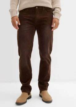 Pantalón de pana elástico, regular fit, de aspecto lavado, straight