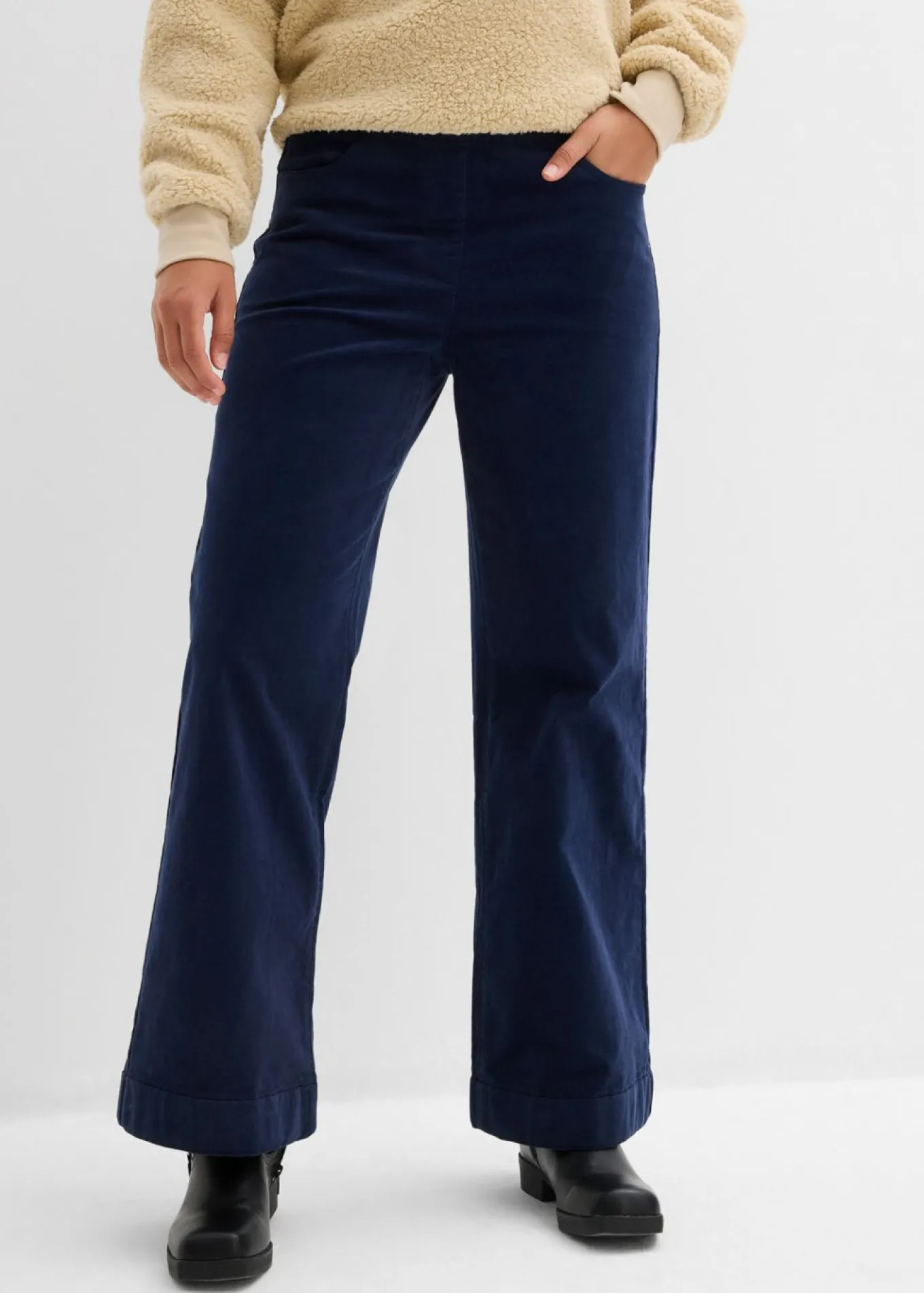 Pantalón de pana elástico y ancho, high waist