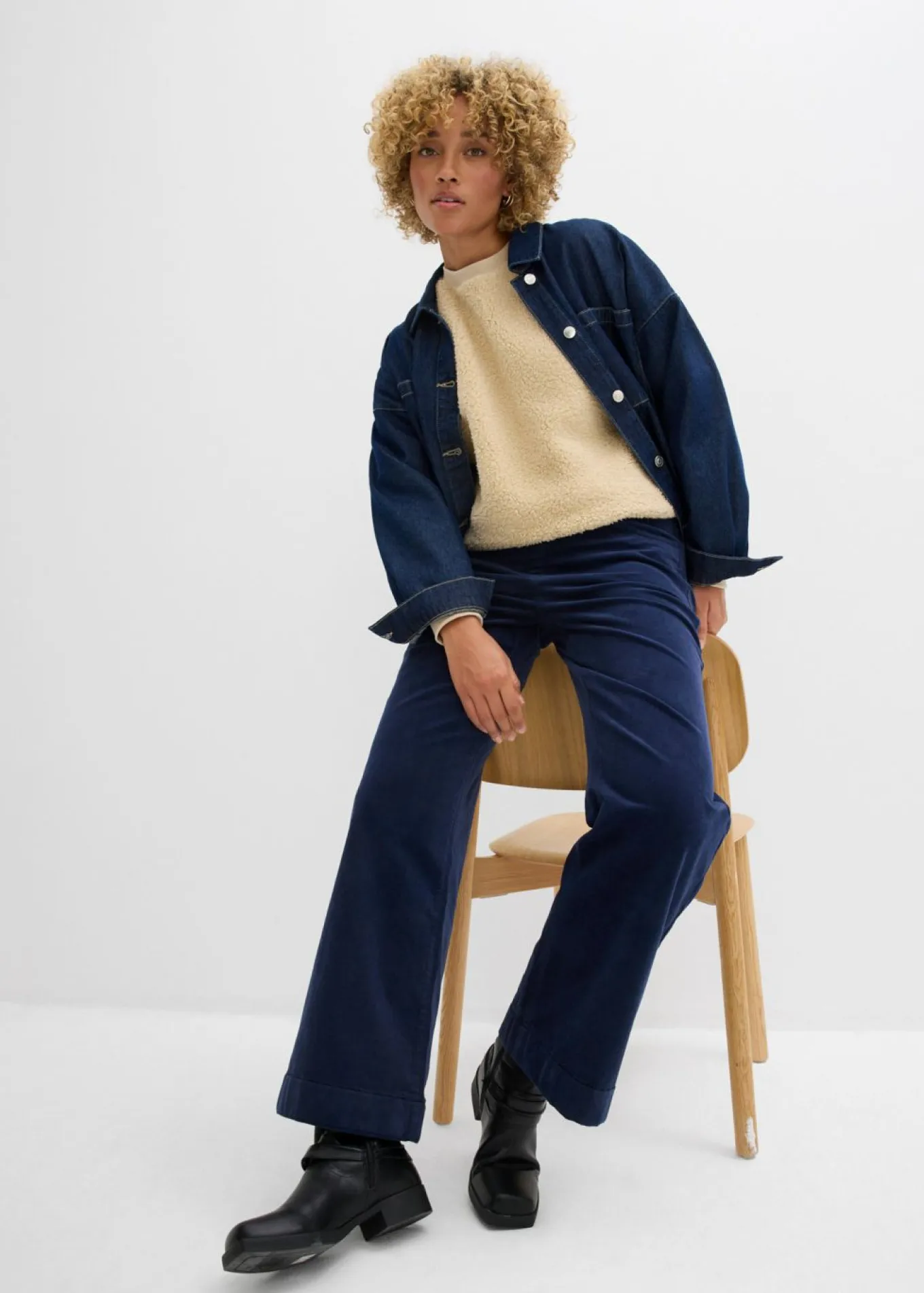 Pantalón de pana elástico y ancho, high waist